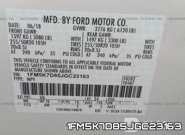 1FM5K7D85JGC23163 фото 10