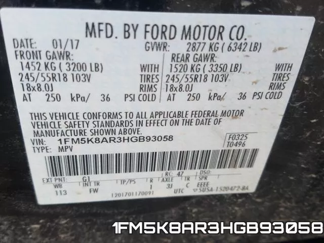 1FM5K8AR3HGB93058 фото 2