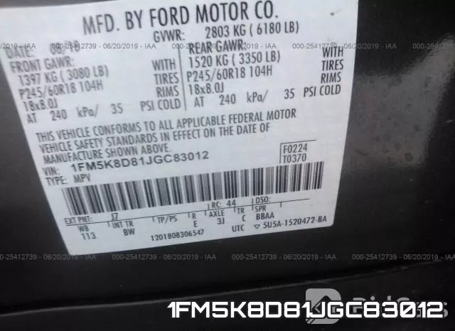 1FM5K8D81JGC83012 фото 10