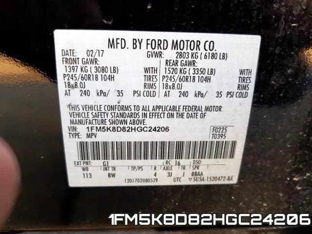 1FM5K8D82HGC24206 фото 2
