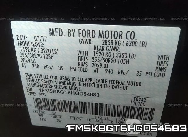 1FM5K8GT6HGD54683 фото 10