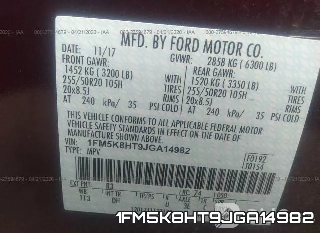 1FM5K8HT9JGA14982 фото 10