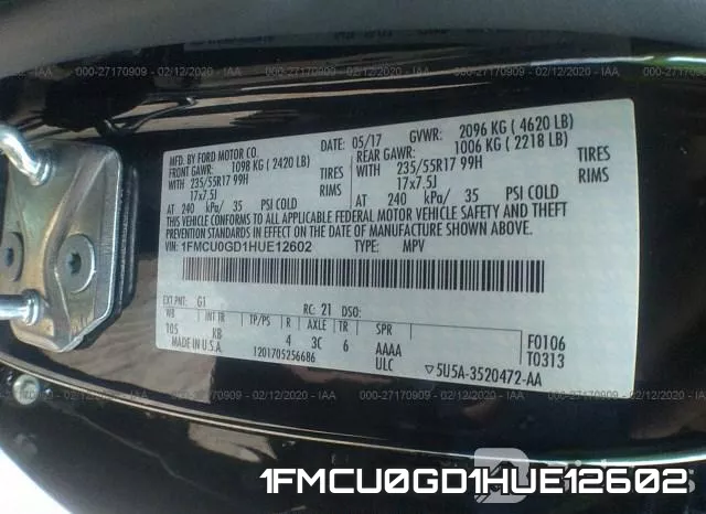 1FMCU0GD1HUE12602 фото 10
