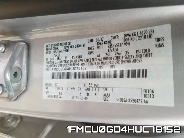 1FMCU0GD4HUC78152 фото 2