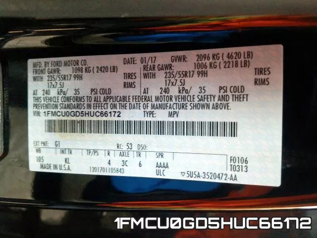 1FMCU0GD5HUC66172 фото 2