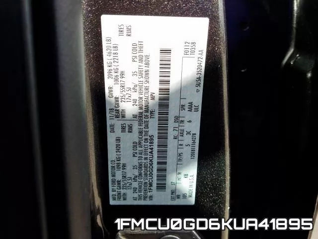 1FMCU0GD6KUA41895 фото 2