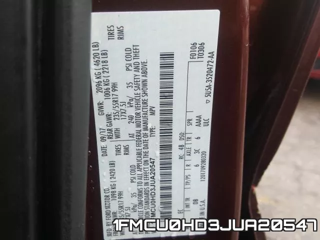 1FMCU0HD3JUA20547 фото 2