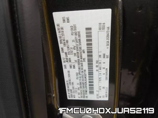 1FMCU0HDXJUA52119 фото 2
