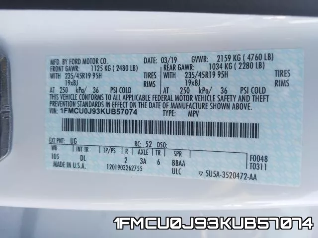 1FMCU0J93KUB57074 фото 2