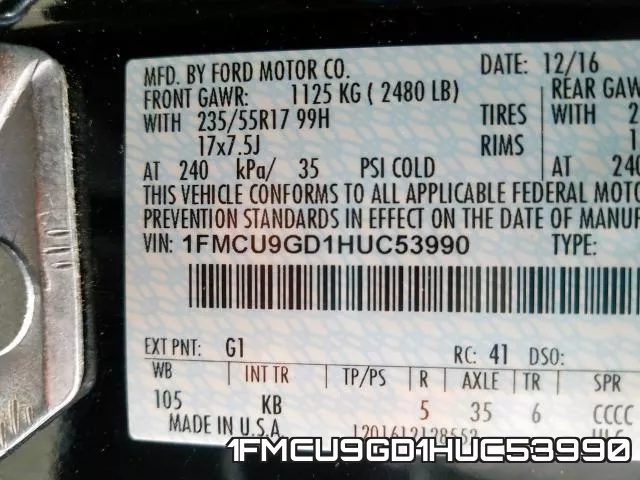 1FMCU9GD1HUC53990 фото 2