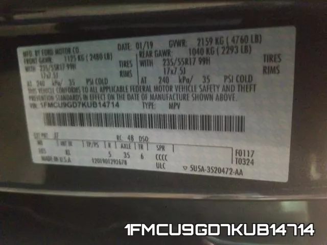 1FMCU9GD7KUB14714 фото 2