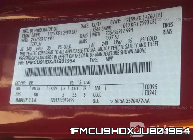 1FMCU9HDXJUB01954 фото 10