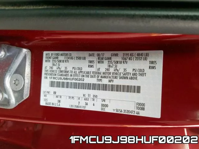 1FMCU9J98HUF00202 фото 2