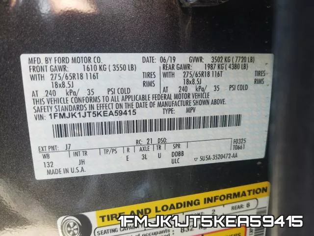 1FMJK1JT5KEA59415 фото 2