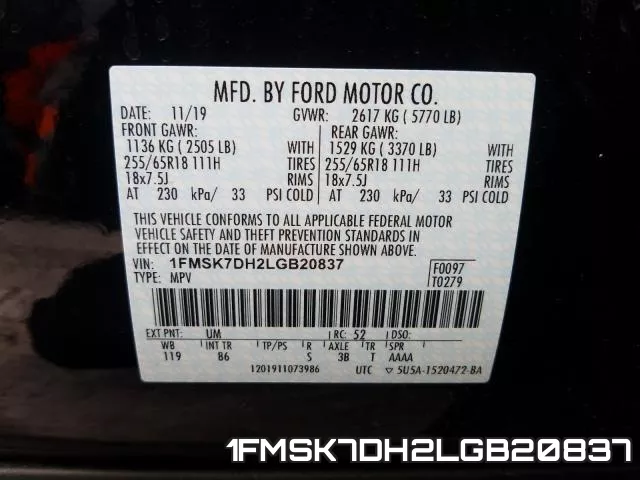 1FMSK7DH2LGB20837 фото 2