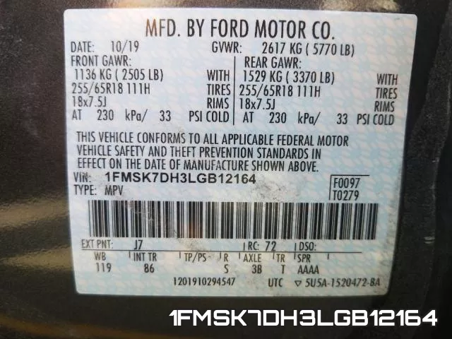 1FMSK7DH3LGB12164 фото 2