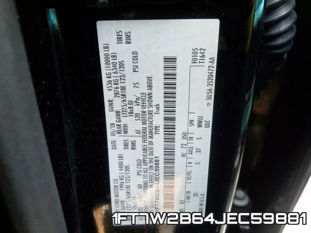 1FT7W2B64JEC59881 фото 2