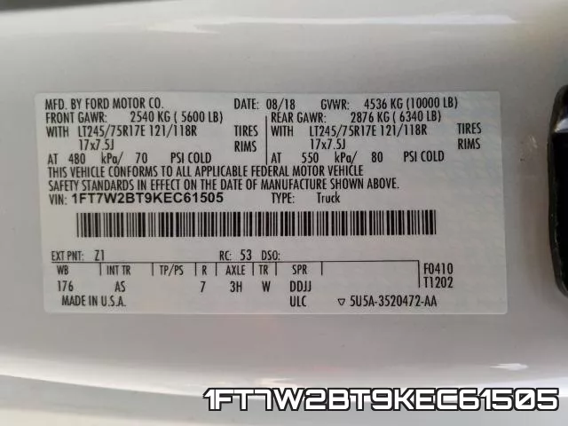 1FT7W2BT9KEC61505 фото 2