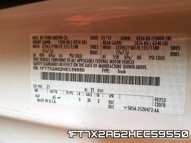 1FT7X2A62HEC59550 фото 2
