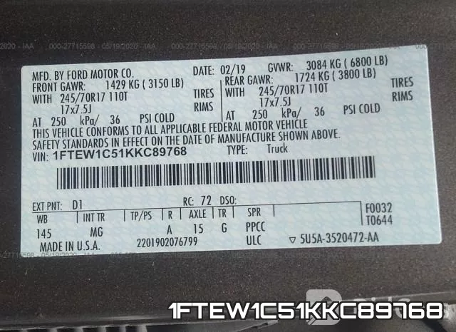 1FTEW1C51KKC89768 фото 10