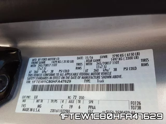 1FTEW1C80HFA47629 фото 2