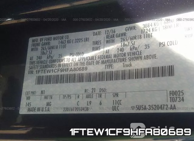 1FTEW1CF9HFA80689 фото 10