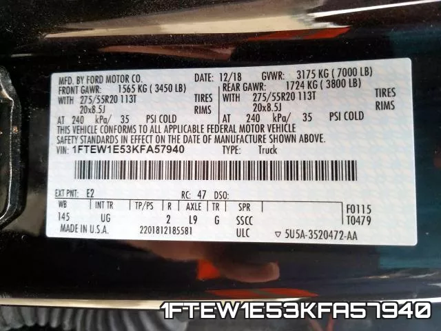 1FTEW1E53KFA57940 фото 2