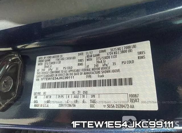 1FTEW1E54JKC99111 фото 10
