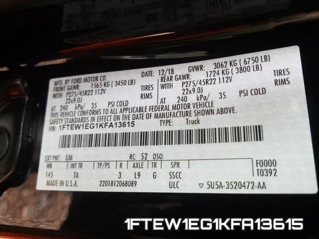 1FTEW1EG1KFA13615 фото 2