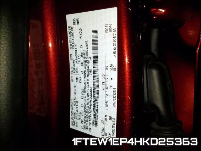 1FTEW1EP4HKD25363 фото 2