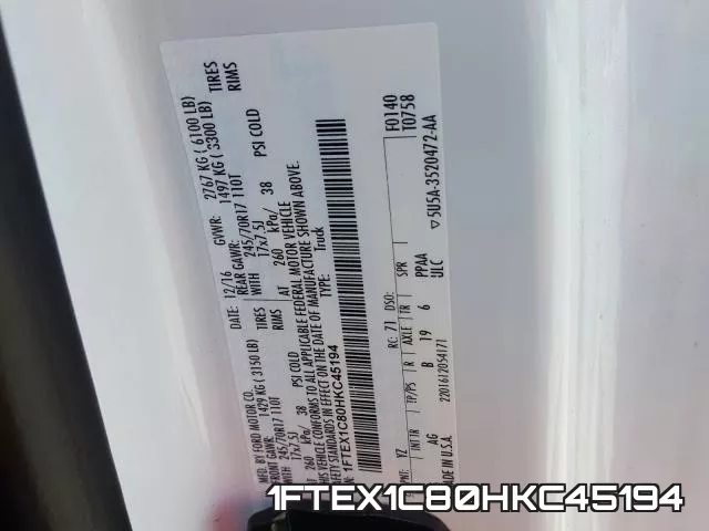 1FTEX1C80HKC45194 фото 2