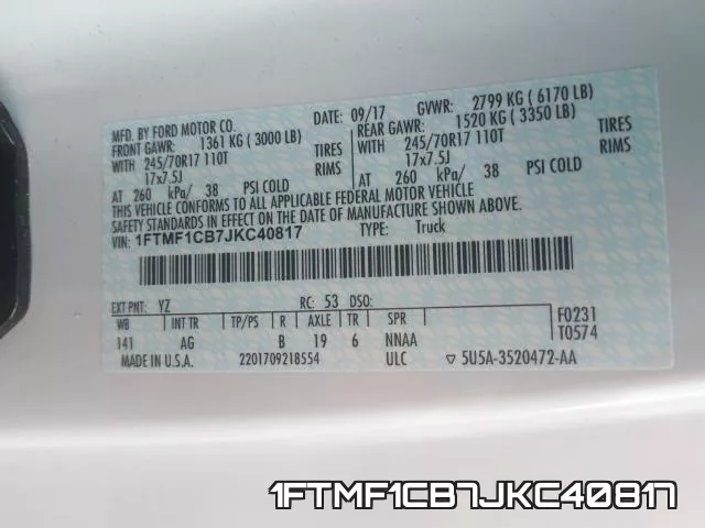 1FTMF1CB7JKC40817 фото 2