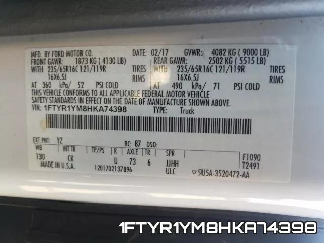 1FTYR1YM8HKA74398 фото 2