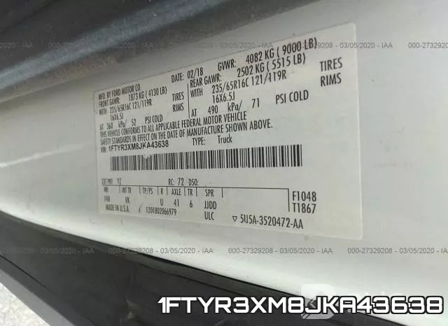 1FTYR3XM8JKA43638 фото 10