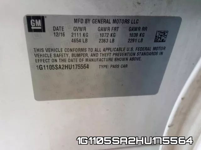 1G1105SA2HU175564 фото 2