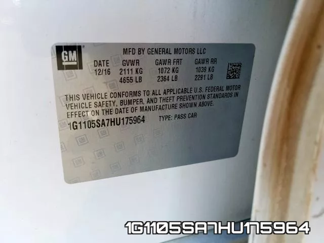 1G1105SA7HU175964 фото 2