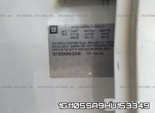 1G1105SA9HU153349 фото 10