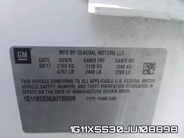 1G11X5S30JU108898 фото 2