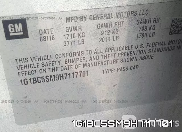 1G1BC5SM9H7117701 фото 10