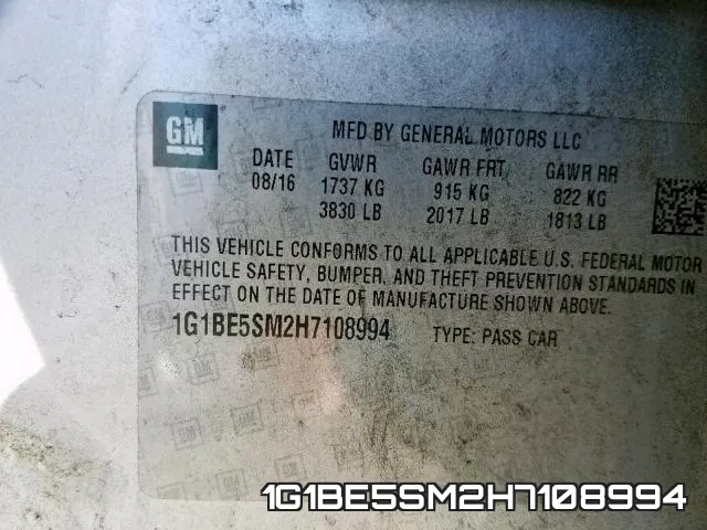 1G1BE5SM2H7108994 фото 2