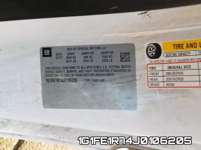 1G1FE1R74J0106205 фото 2