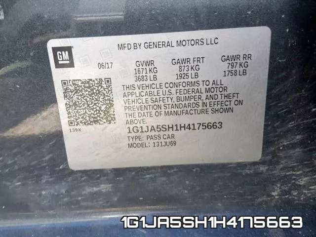 1G1JA5SH1H4175663 фото 2