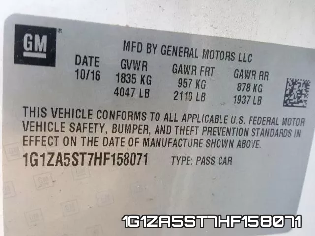 1G1ZA5ST7HF158071 фото 2