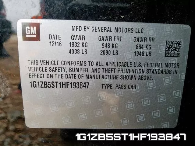 1G1ZB5ST1HF193847 фото 2