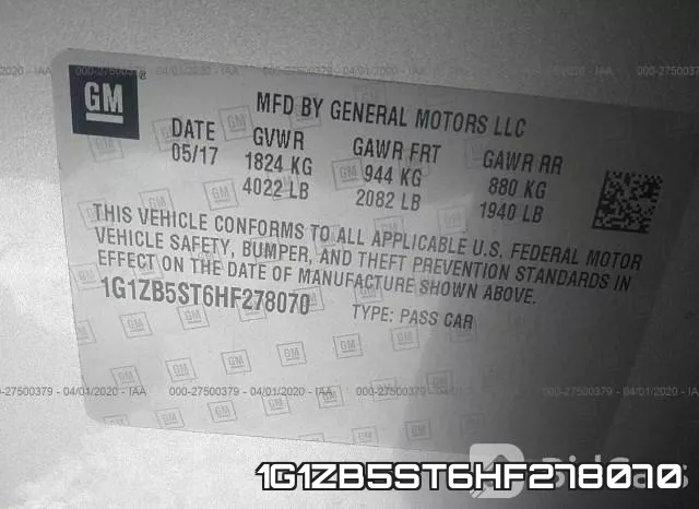 1G1ZB5ST6HF278070 фото 10