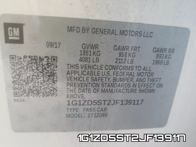 1G1ZD5ST2JF139117 фото 2