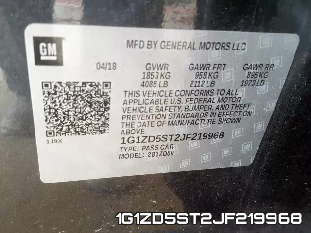 1G1ZD5ST2JF219968 фото 2