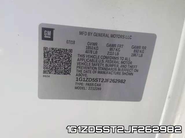 1G1ZD5ST2JF262982 фото 2