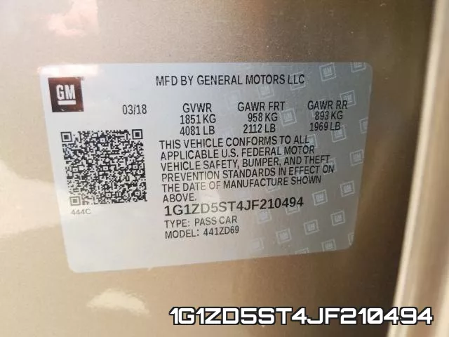 1G1ZD5ST4JF210494 фото 2