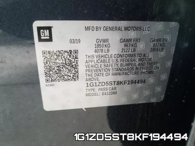 1G1ZD5ST8KF194494 фото 2